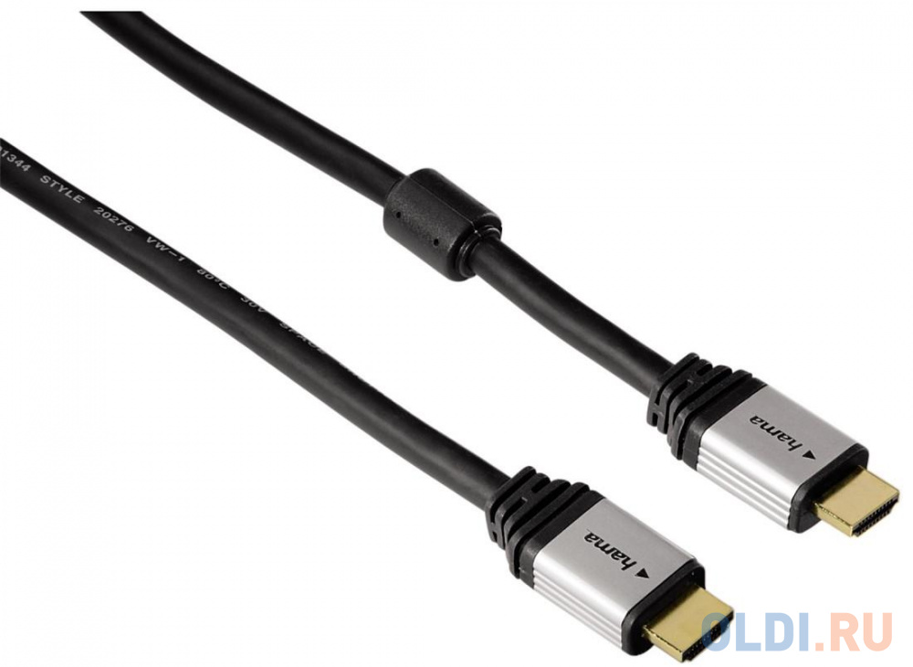 Кабель HDMI 1.8м Hama позолоченные контакты ферритовые фильтры черный H-53760 - фото 1