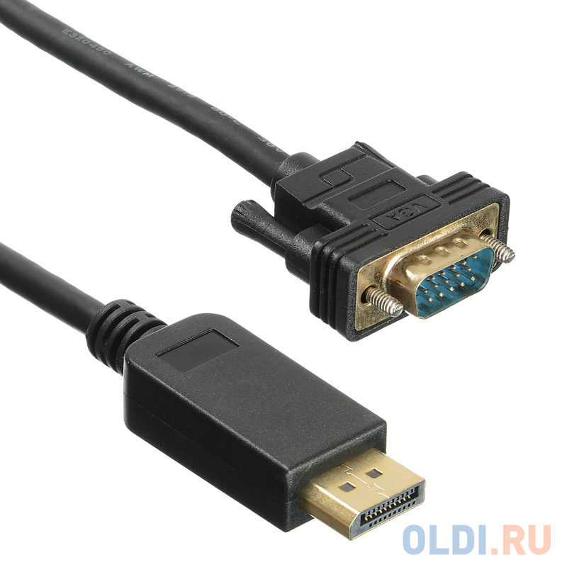 Кабель VGA DisplayPort 2м Бюрократ BHP DPP_VGA-2 круглый черный Вид№2