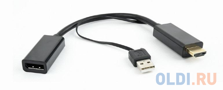 Переходник HDMI DisplayPort 0.15м Gembird DSC-HDMI-DP круглый черный переходник hdmi f hdmi m 5bites поворотный позолоченные контакты hh1004g