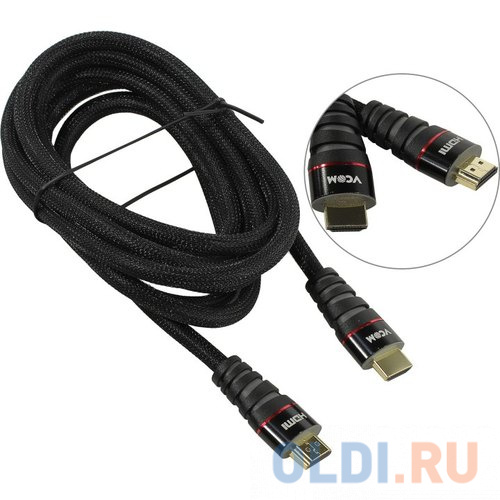 Кабель HDMI 3м VCOM Telecom CG526S-B-3M круглый черный