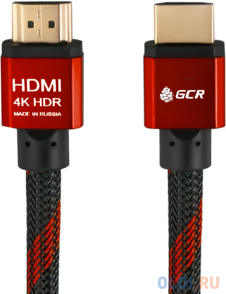 Кабель HDMI 2м Green Connection GCR-51490 круглый черный/красный кабель hdmi 0 5м green connection gcr hm3012 0 5m круглый