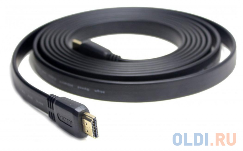 Кабель HDMI 5м BURO 19M-19M V1.4 FL плоский фото