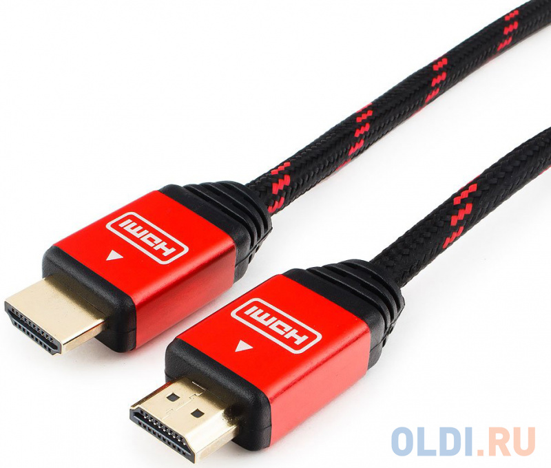 

Кабель HDMI Cablexpert, серия Gold, 4,5 м, v1.4, M/M, красный, позол.разъемы, алюминиевый корпус, нейлоновая оплетка, коробка