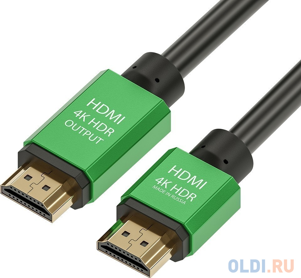 Кабель HDMI 1.2м Green Connection GCR-51005 круглый черный/зеленый, цвет черный/зеленый - фото 1