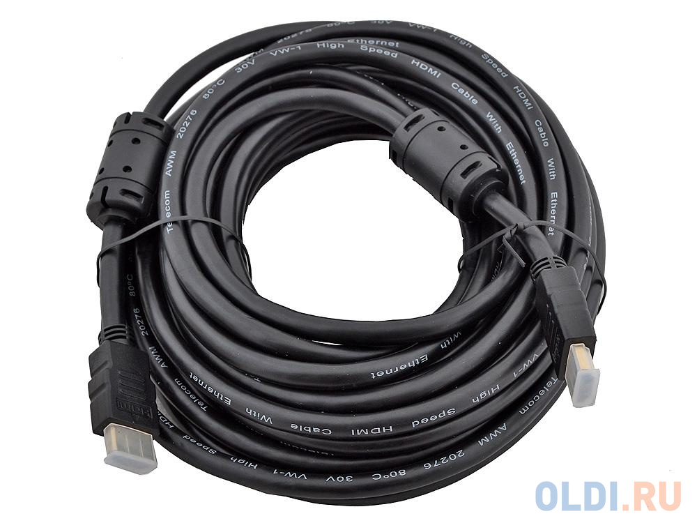 Кабель HDMI 10м VCOM Telecom CG511D-10M круглый черный кабель hdmi 19m m ver 2 1 8k 60 hz 1m telecom tcg255 1m