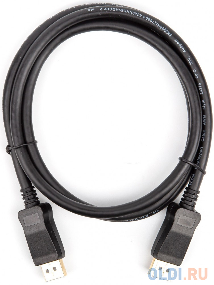 Кабель DisplayPort 2м VCOM Telecom CG632-2M круглый черный кабель type c 1 2м vcom telecom cu540m 1 2m круглый серый