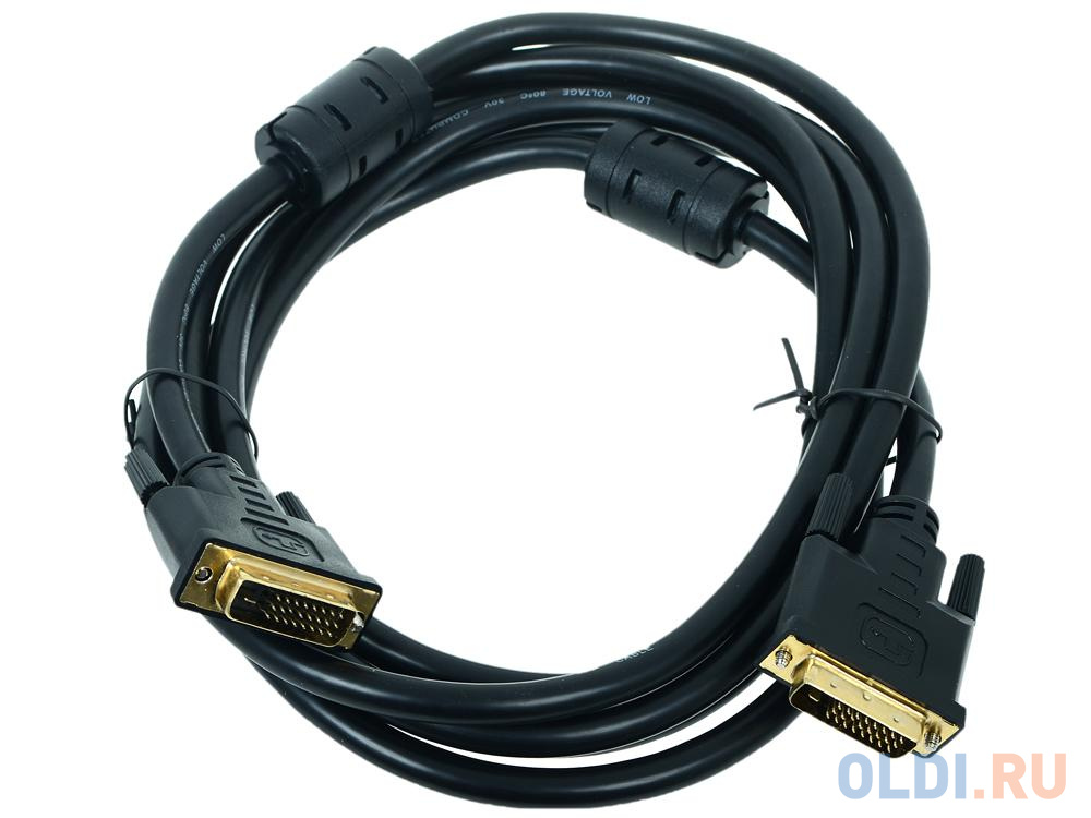 Кабель DVI 3м VCOM Telecom VDV6300-3M круглый черный кабель displayport 1 8м vcom telecom cu480mc 1 8m круглый серый