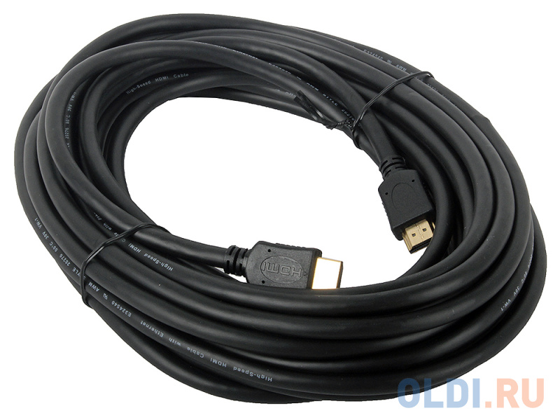 Кабель HDMI Gembird/Cablexpert, 10м, v2.0, 19M/19M, черный, позол.разъемы, экран, пакет CC-HDMI4-10M