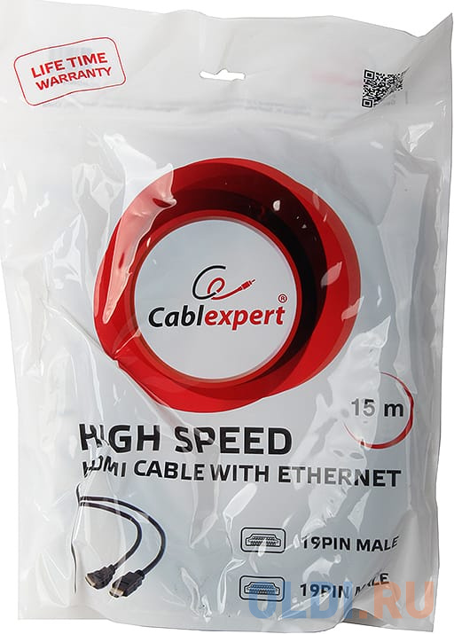 Кабель HDMI Gembird/Cablexpert, 15м, v1.4, 19M/19M, черный, позол.разъемы, экран, пакет  CC-HDMI4-15M Вид№4