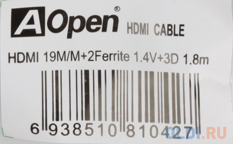 Кабель AOpen  HDMI 19M/M+2 фильтра 1.4V+3D/Ethernet   ACG511D-1.8M 1,8/2m, позолоченные контакты - фото 2
