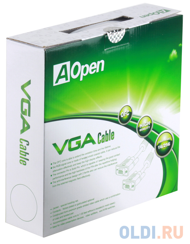 Кабель AOpen  ACG341AD-15M монитор-SVGA card (15M-15M) 15м 2 фильтра фото