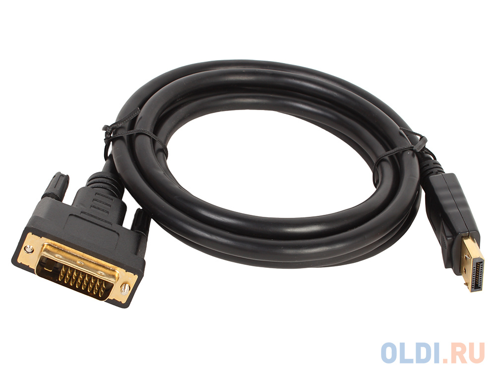 Кабель DisplayPort-DVI Cablexpert CC-DPM-DVIM-6, 1.8м, 20M/25M, черный, экран, пакет переходник cablexpert a dpm dvif 002 displayport dvi 20m 19f черный пакет