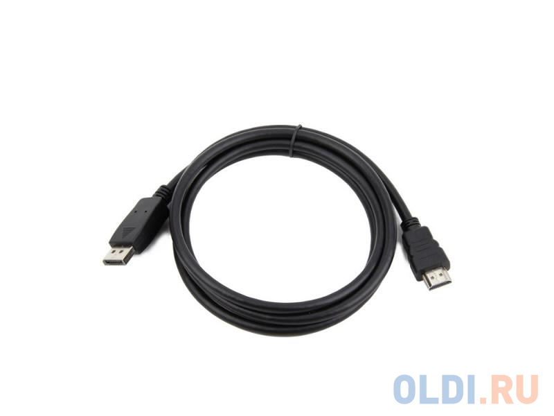 Кабель DisplayPort->HDMI Cablexpert CC-DP-HDMI-3M, 3м, 20M/19M, черный, экран, пакет кабель displayport hdmi exegate ex cc dp hdmi 5 0 20m 19m 5м экран