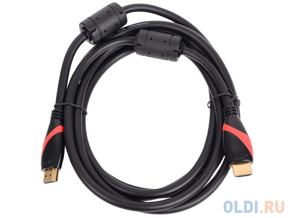Кабель HDMI 3м VCOM Telecom CG525D-3M ver. 2.0, 2 фильтра круглый черный кабель aopen acg341ad 3m монитор svga card 15m 15m 3м 2 фильтра
