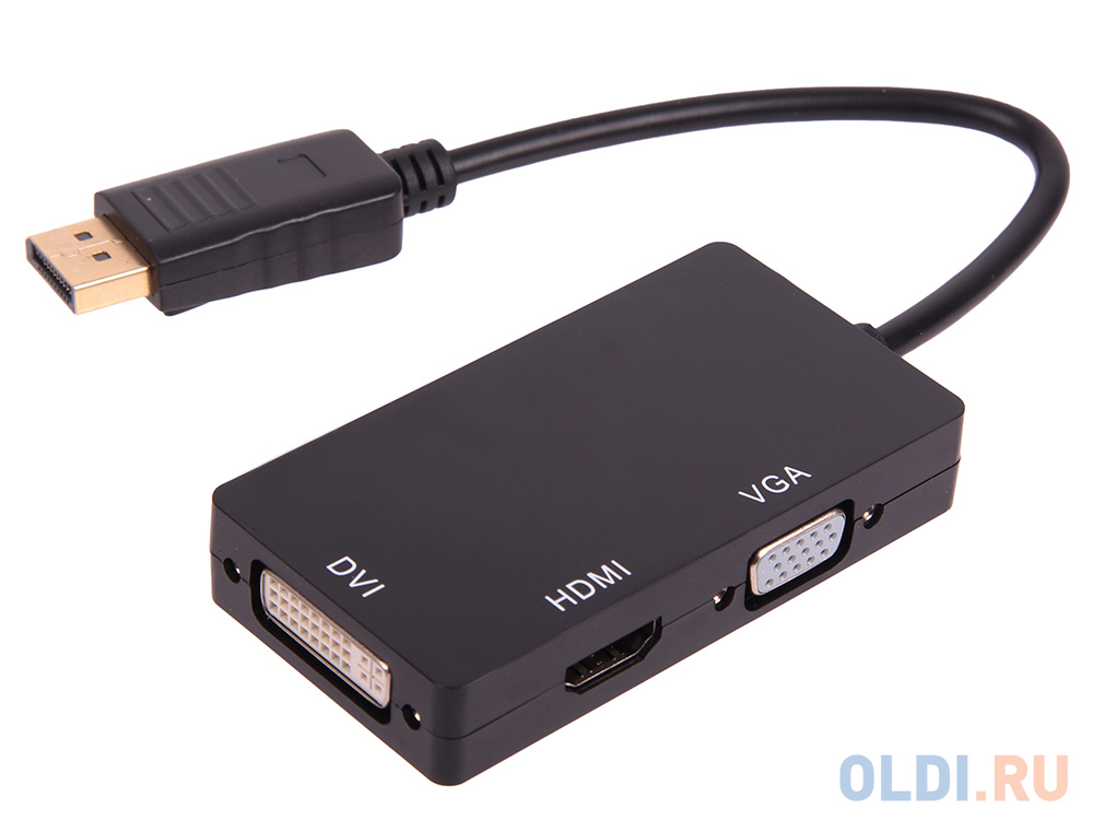 Кабель-адаптер Orient C309 DisplayPort M -> HDMI/ DVI-I/ VGA, длина 0.2 метра, черный переходник dvi i vga buro 817238