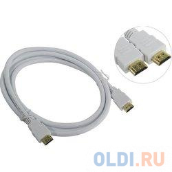 Кабель HDMI 19M/M ver 2.0, 1М, белый  Aopen <ACG711W-1M кабель hdmi 10м aopen acg711dw 10m круглый белый
