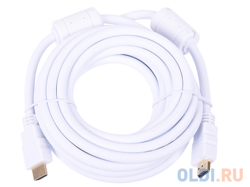 Кабель HDMI 19M/M ver 2.0, 5М, 2 фильтра, белый  Aopen <ACG711DW-5M кабель hdmi 7 5м aopen acg711dw 7 5m круглый белый