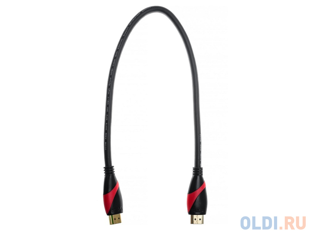 Кабель HDMI 0.5м VCOM Telecom CG525-R-0.5 круглый черный/красный