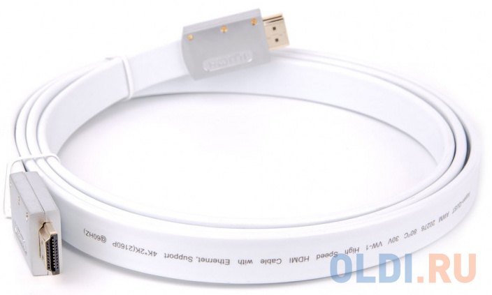 Кабель HDMI 19M/M ver 2.0, 1.8M, AOpen  ACG568F-S-1.8M  серебряно-белый Flat - фото 4