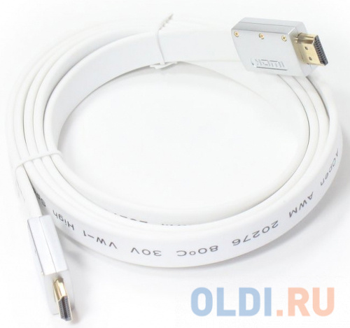 Кабель HDMI 19M/M ver 2.0, 1.8M, AOpen  ACG568F-S-1.8M  серебряно-белый Flat - фото 2