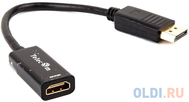 Кабель-переходник DP -- HDMI-F 4K@30Hz 0.2m , Telecom (TA801) кабель переходник dvi 24 5 vga m m 1 8м telecom ta680f 1 8m