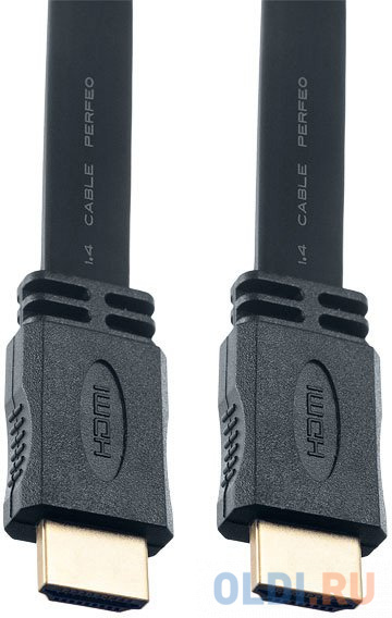 Кабель HDMI 1м Perfeo H1301 плоский черный - фото 1