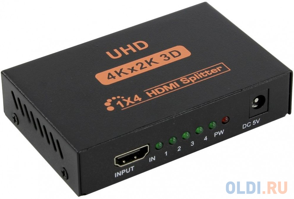 Разветвитель HDMI 1=4 4k@30 HZ Telecom  TTS7005 разветвитель hdmi 1 8 telecom tts5030 каскадируемый 1 4v 3d