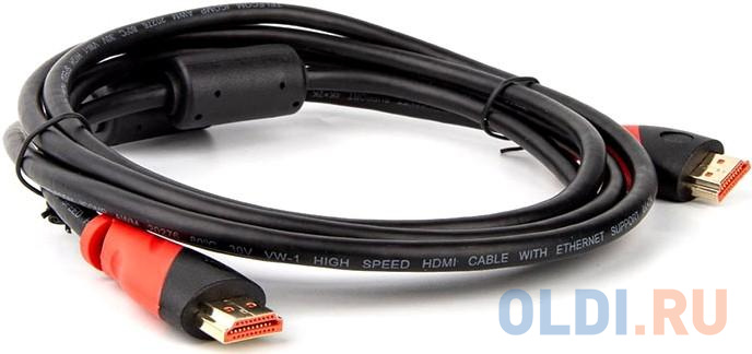 Кабель HDMI 2м TELECOM TCG220F-2M круглый черный/красный