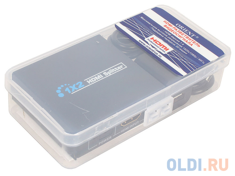 

Разветвитель HDMI Orient HSP0102N, 1-2, HDMI 1.4/3D, HDTV1080p/1080i/720p, HDCP1.2, внешний БП-зарядник 1xUSB 5В/1A, метал.корпус