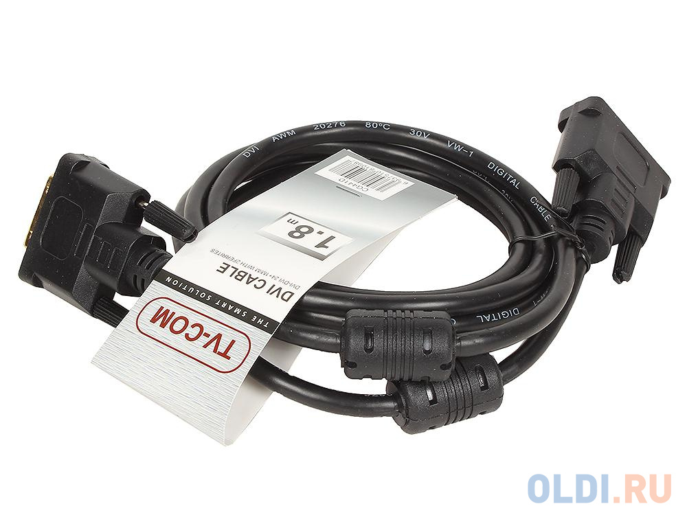 

Кабель DVI 1.8м VCOM Telecom CG441D-1.8M круглый черный