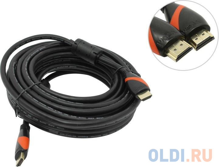 Кабель HDMI 10м VCOM Telecom CG525D-R-10 ver. 2.0, 2 фильтра круглый черный кабель hdmi pro legend