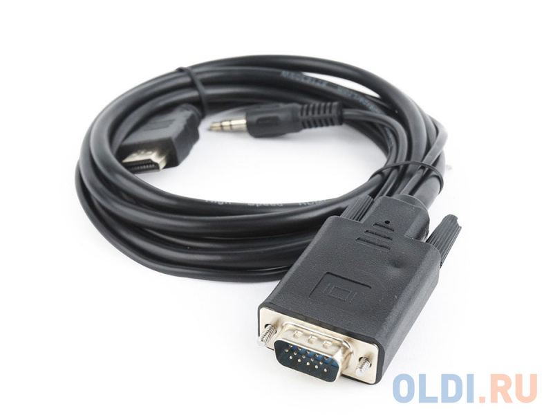 

Кабель HDMI-VGA Cablexpert A-HDMI-VGA-03-10M, 19M/15M + 3.5Jack, 10м, черный, позол.разъемы, пакет