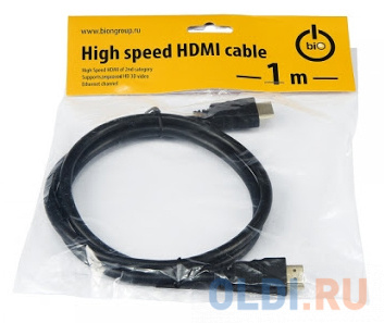 Кабель HDMI 1м Bion BN-HDMI2MM-1M круглый черный кабель hdmi 1м bion bn hdmi2mm 1m круглый