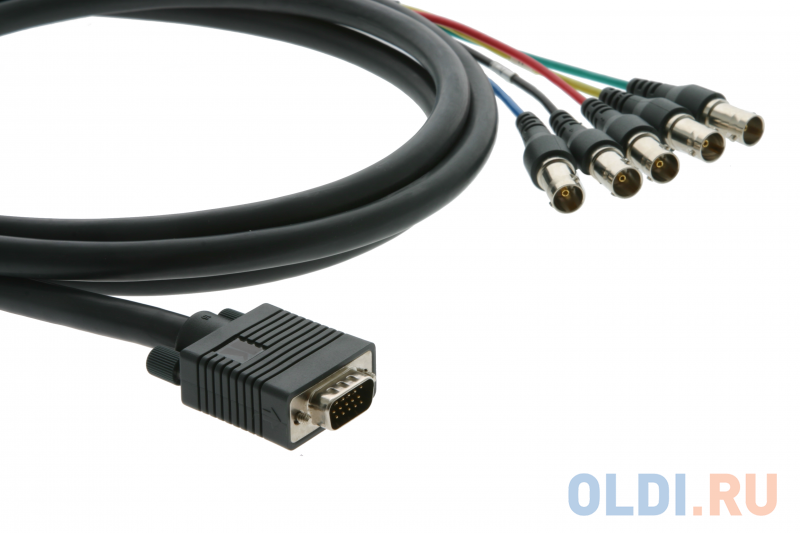 

Переходный мониторный кабель VGA (HD15): Kramer Electronics C-GM/5BF-15 VGA (Вилка) на 5 BNC (Вилки), 75 Ом, 4.6 м