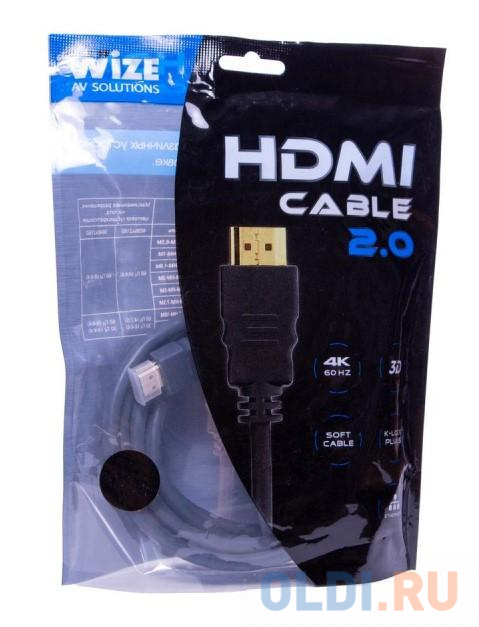 Кабель HDMI 1м Wize CP-HM-HM-1M круглый темно-серый - фото 3
