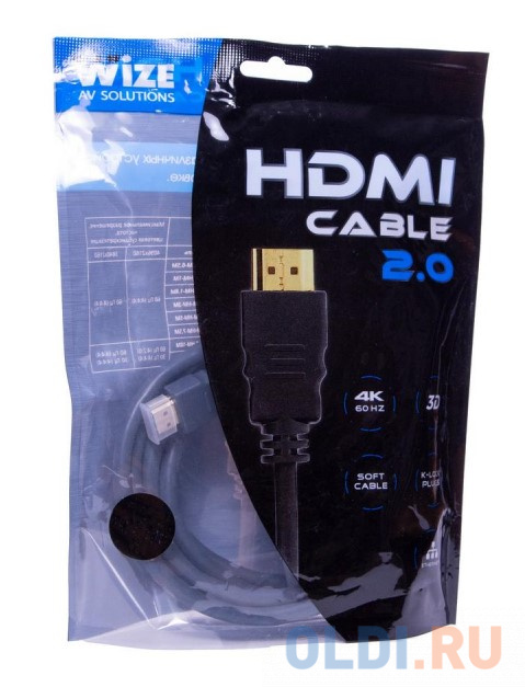 Кабель HDMI 3м Wize CP-HM-HM-3M круглый темно-серый Вид№3