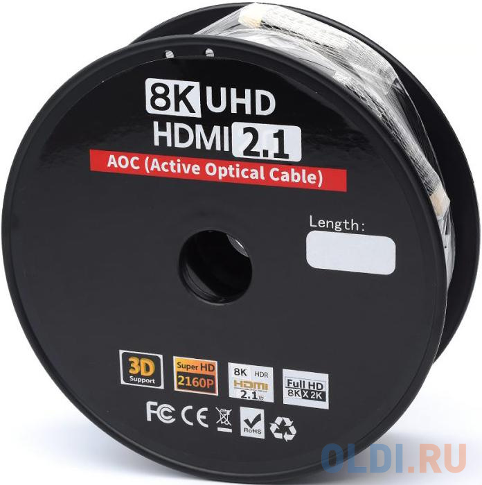 Кабель HDMI 40 м (HIGH speed, Metal gold,  Optical) 8K VER 2.1 AT8876 - фото 4