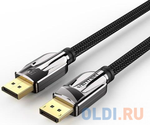 Кабель DisplayPort 2м Vention HCABH круглый черный кабель цифровой hdmi19m to hdmi19m v1 4 3d 7 5m tv com cg150s 7 5m
