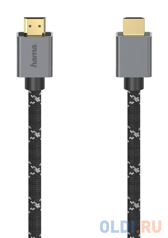 Кабель HDMI 2м HAMA 00200504 круглый черный/серый