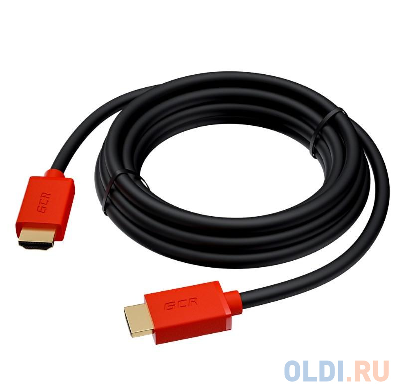 Кабель HDMI 2м Green Connection GCR-HM451-2.0m круглый черный/красный, цвет черный/красный - фото 3
