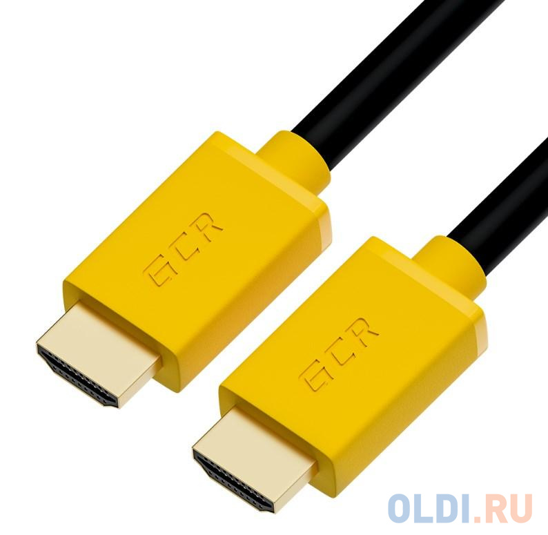 Кабель HDMI 5м Green Connection GCR-HM441-5.0m круглый черный/желтый, цвет черный/желтый - фото 1