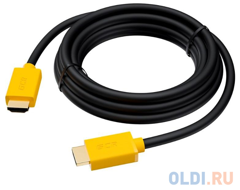 Кабель HDMI 5м Green Connection GCR-HM441-5.0m круглый черный/желтый, цвет черный/желтый - фото 3
