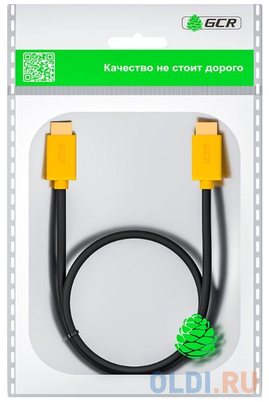 Кабель HDMI 5м Green Connection GCR-HM441-5.0m круглый черный/желтый, цвет черный/желтый - фото 4