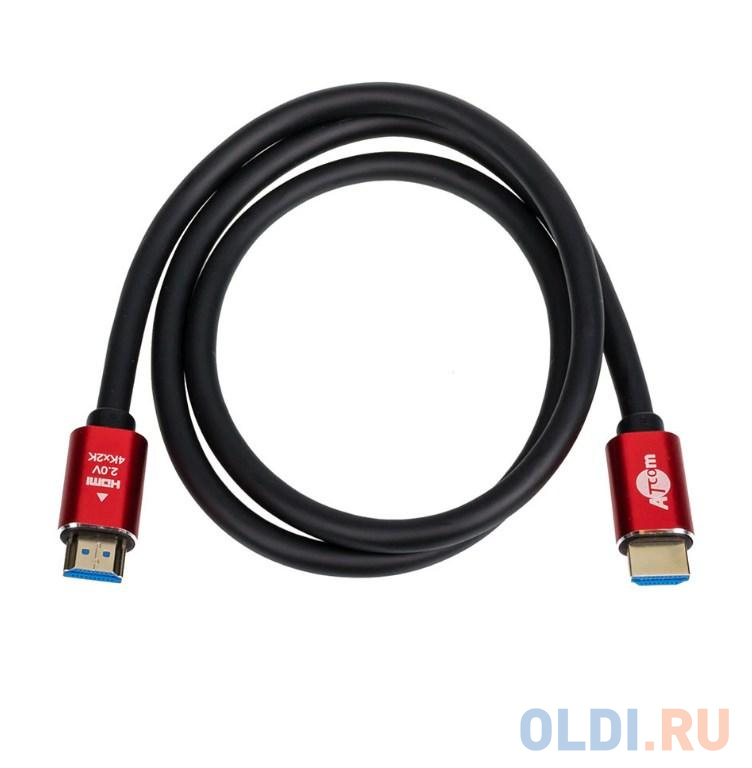 Кабель HDMI 2м Atcom VER 2.0 круглый черный/красный фото