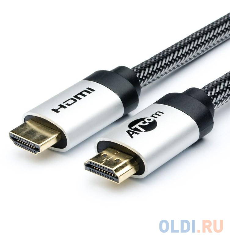 Кабель HDMI 3м Atcom AT3782 круглый черный/серый кабель hdmi 10м tv com cg150s 10m круглый