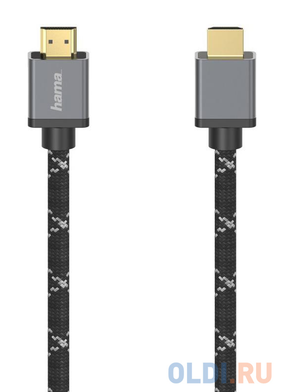 Кабель HDMI 1м HAMA H-205238 плоский черный/серый, цвет черный/серый