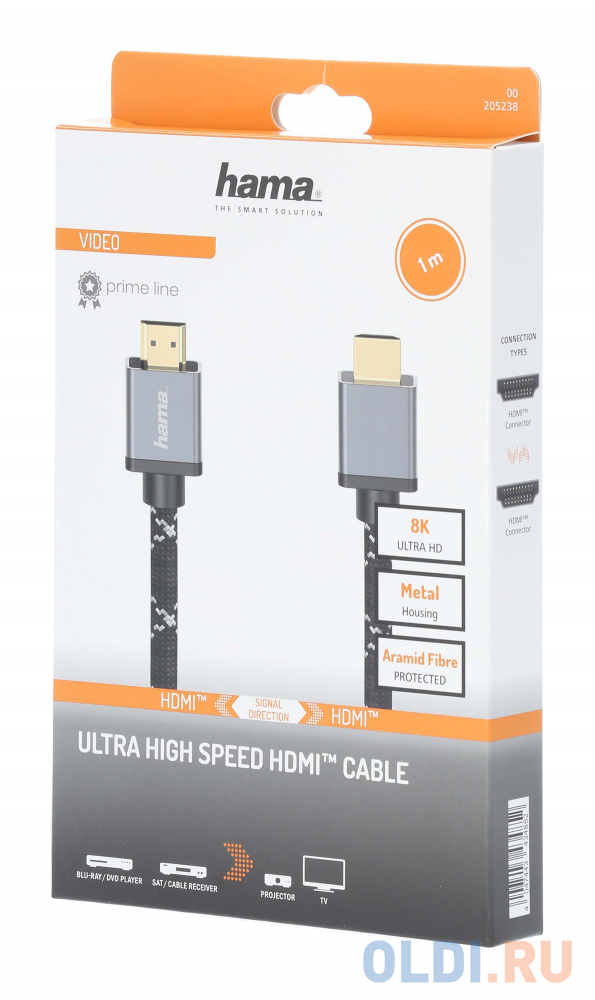 Кабель HDMI 1м HAMA H-205238 плоский черный/серый Вид№3