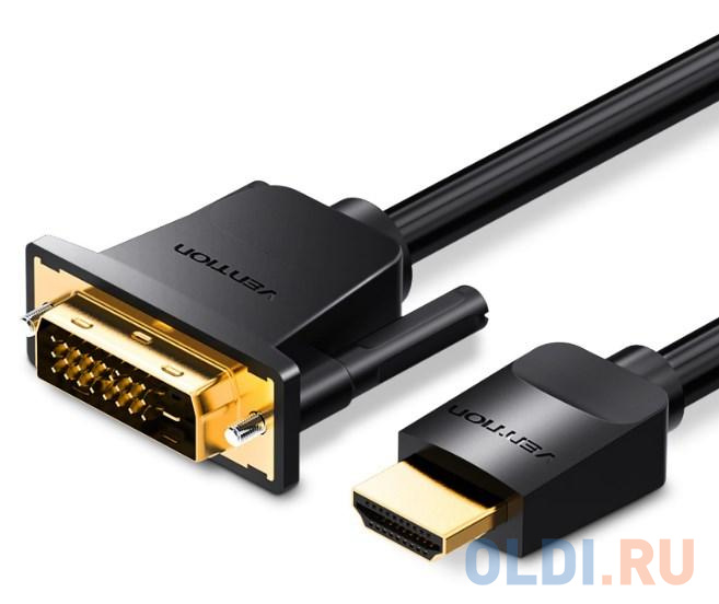 Кабель HDMI 3м Vention ABFBI круглый черный кабель vention hdmi 19m dvi d dual link 25m 2 м
