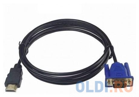 Кабель HDMI VGA 1.8м KS-is KS-440 круглый черный/синий