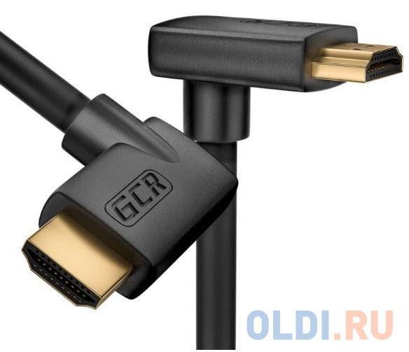 GCR Кабель 1.0m HDMI 2.0, M правый угол /M верхний угол, черный, HDR 4:2:2, Ultra HD, 4K 60 fps 60Hz/5K*30Hz, 3D, AUDIO, 18.0 Гбит/с, 28/28 AWG, GCR-52315 - фото 1